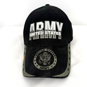 US Army United States Eagle Crest Adjustable Baseball Cap Black Military Hat